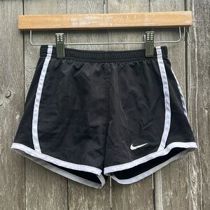 NIKE Black with White Stripe Lined DRY FIT Shorts,Girls,Size 6X